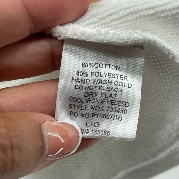 Mainstrip White Cropped Sweatshirt Sequin Star Patches Sleeves Size Large - Picture 7 of 8